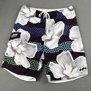 Billabong Board Shorts Mens 36 Waist White Black Geometric Floral Cargo Y2K